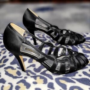 Caparros black satin like stiletto heels- Size 9